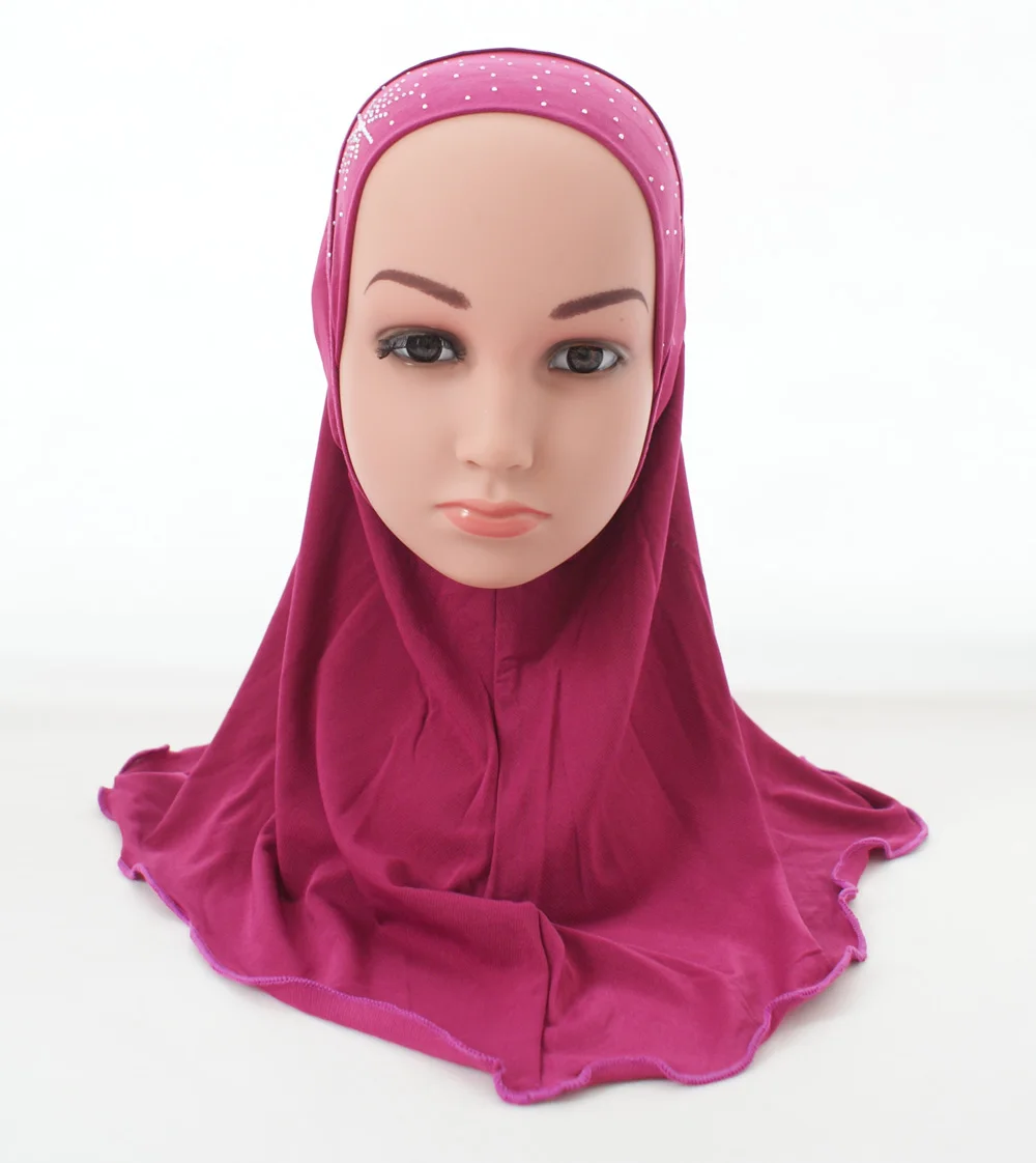 12 шт. детский мусульманский тюрбан для девочек школьный головной убор со стразами арабский Рамадан головной платок береты бини случайный цвет