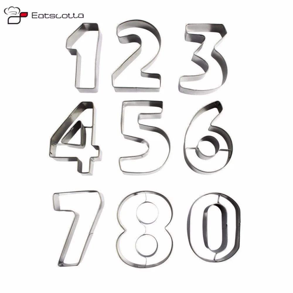

9pcs/set Large Size Number Shape Stainless Steel Cookie Cutter Fondant Cutter Molds Baking Tools