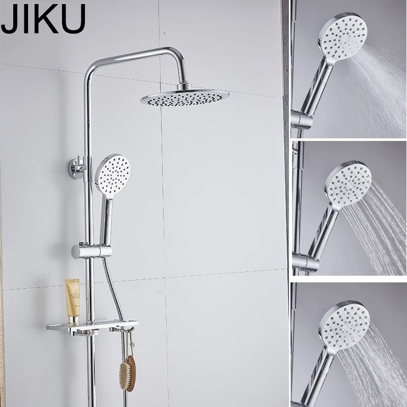 JIKU, 3 режима, АБС-пластик, душевая головка для ванной, большая панель, круглая, хромированная, дождевая насадка, водосберегающая, классический дизайн, G1/2, дождевая насадка для душа