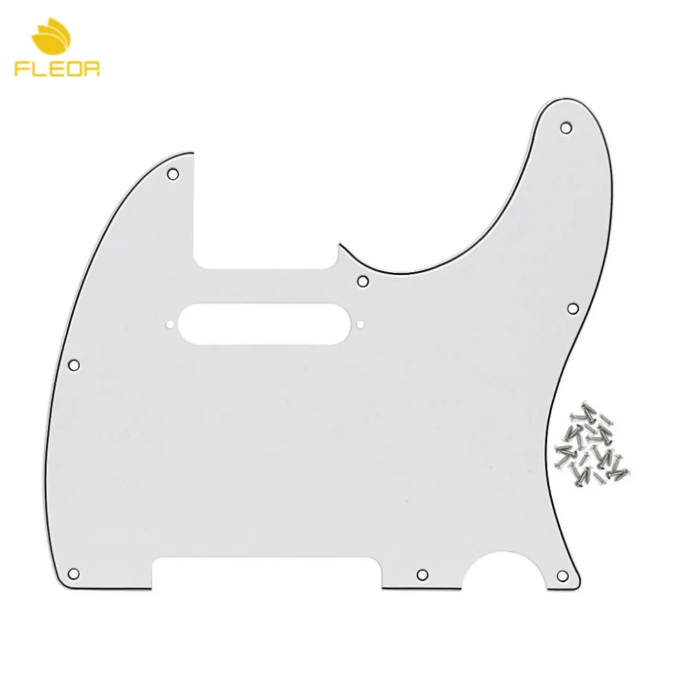 

FLEOR Standard Tele Guitar Pickguard Scratch Plate 3Ply White with Screws for 8 Hole American Mexican TELE Guitar Accessories