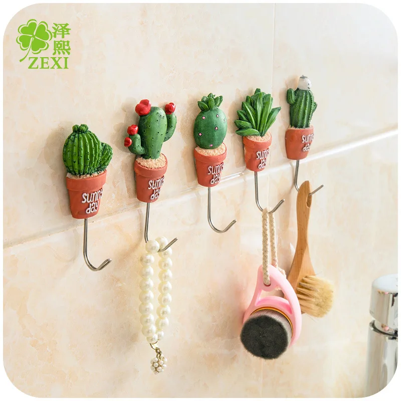 

ZT0083 Self Adhesive Home Kitchen Wall Door Hook Cloth Hook for Kid Room Wall Decor Children Room Plant shape Hanger bathroom