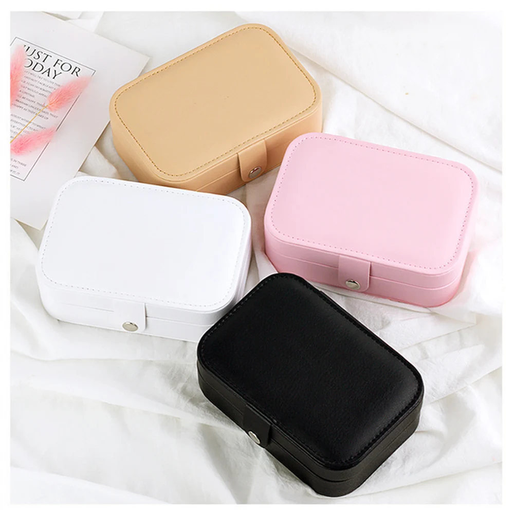 

PU Leather Travel Jewelry Box for Rings Earrings Necklaces Korea Style Double Capacity Multi-function Jewelry Storage Box