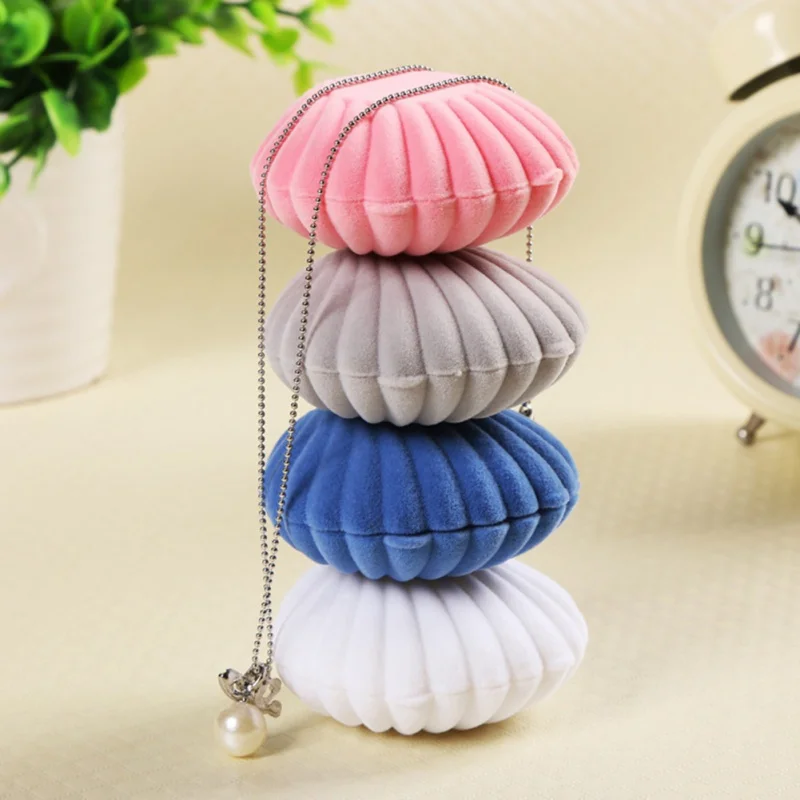 

Shell Shape Lovely Velvet Wedding Engagement Ring Box For Earrings Necklace Bracelet Jewelry Display Gift Box Holder