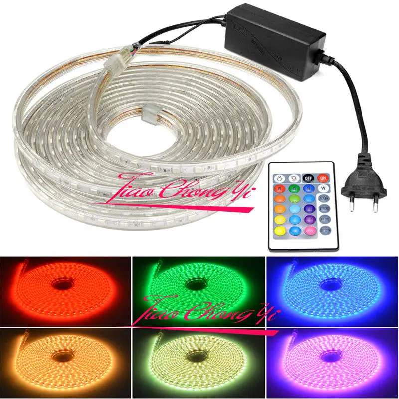 #cheap 220V 5050 RGB Silicone Tube LED Strip Light Outdoor Decoration 24Key Controlle