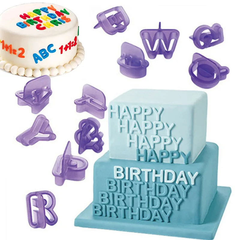 

40Pcs A 3D English Letters Number Fondant Cake Cookie Mould DIY Biscuit Baking Embossing Modelling Decoration Tool