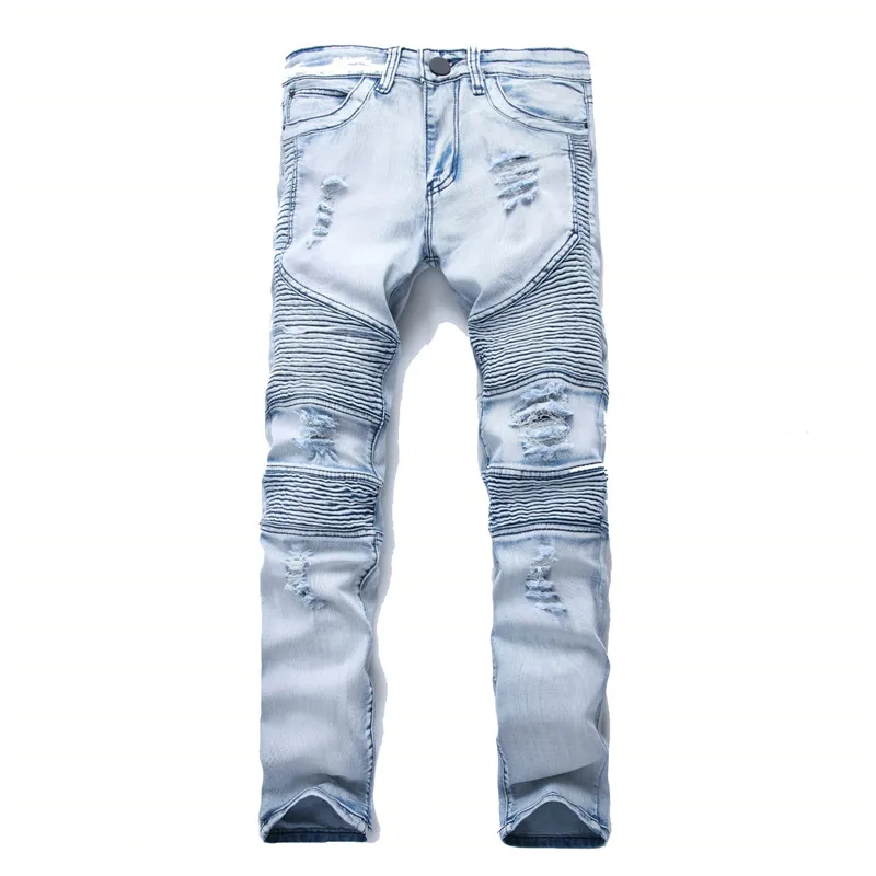 Newsosoo Fashion Men Hi Street Ripped Jeans Pants Stretch Steetwear ...