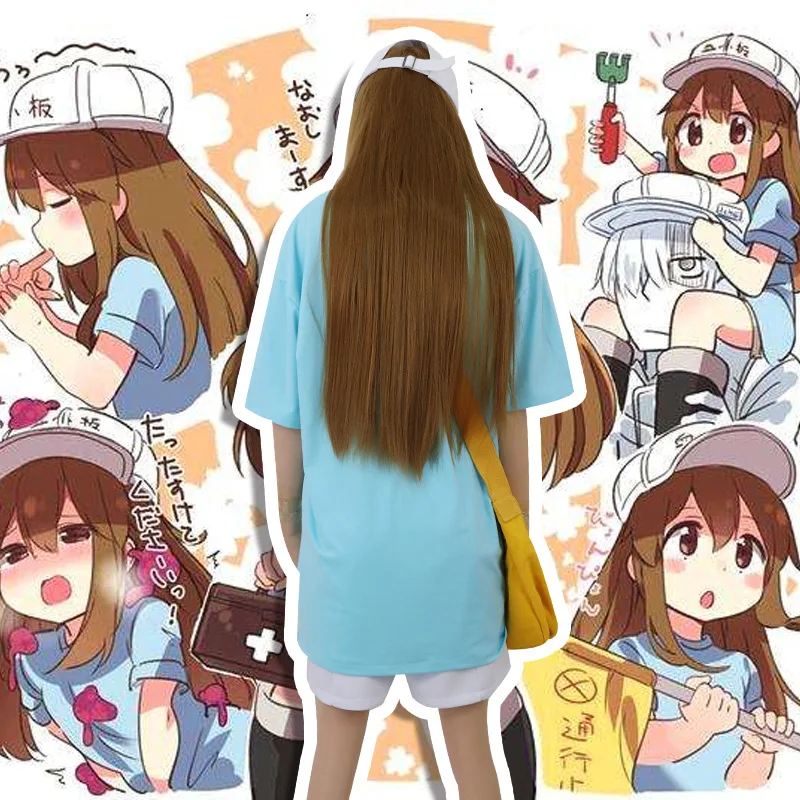 Женский костюм для косплея Hataraku Saibou ячейки на работе аниме футболка шорты шапка