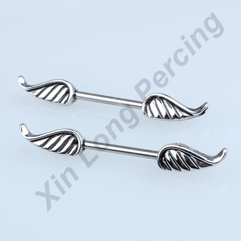 2 Pieces of Retail 14G(1.6mm) 316L Surgical Stainless Steel Piercing Wings Nipple Ring Piercing