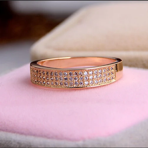 Gold color Plated 3 Rows Zircon Crystal Fashion Jewelry For Women Wedding Rings B12.5d25211 | Украшения и аксессуары