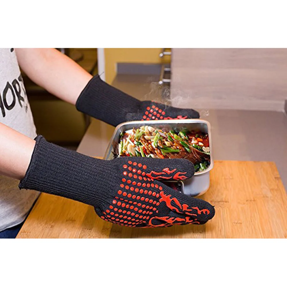 Красивая 1 пара перчатки для барбекю Жаростойкие перчатки для приготовления пищи FP8 JY16