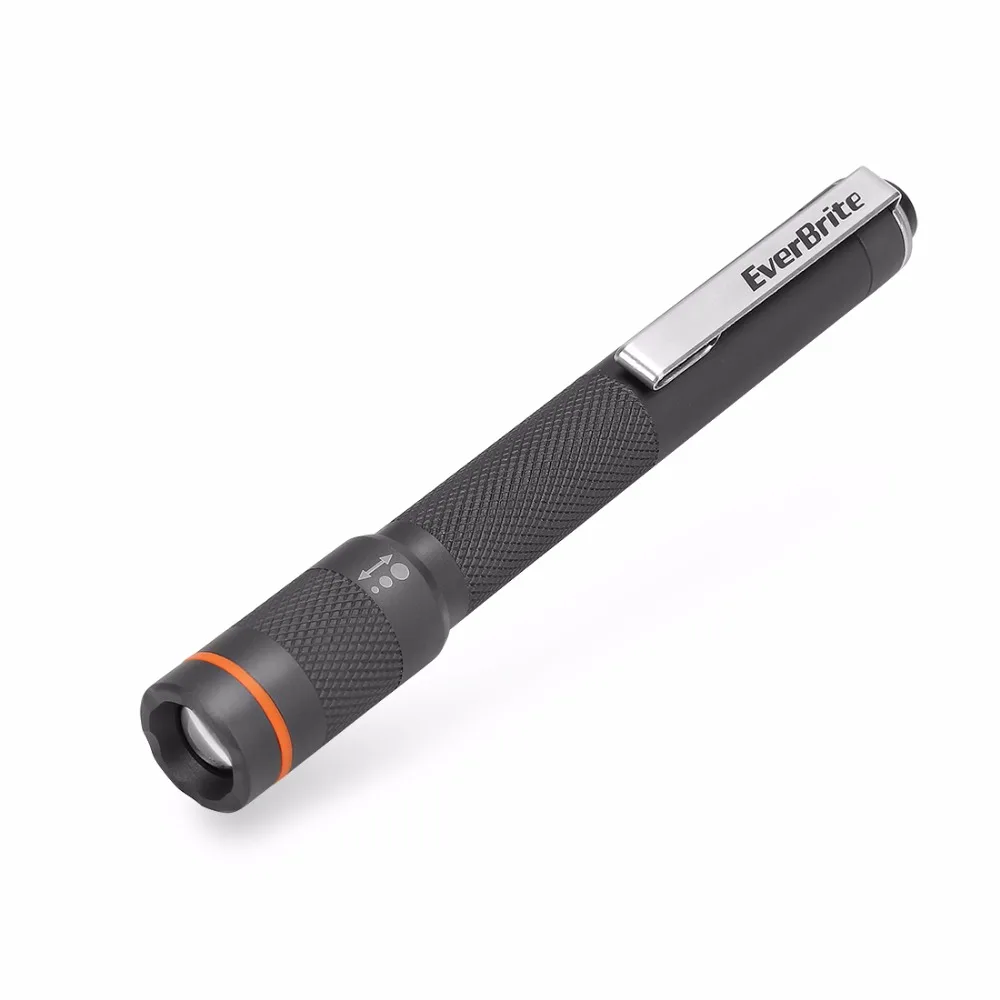 

EverBrite LED flashlight Pen Light Zoomable Flashlights 80 Lumen Water Resistant IP54 Portable Led with Pocket Clip