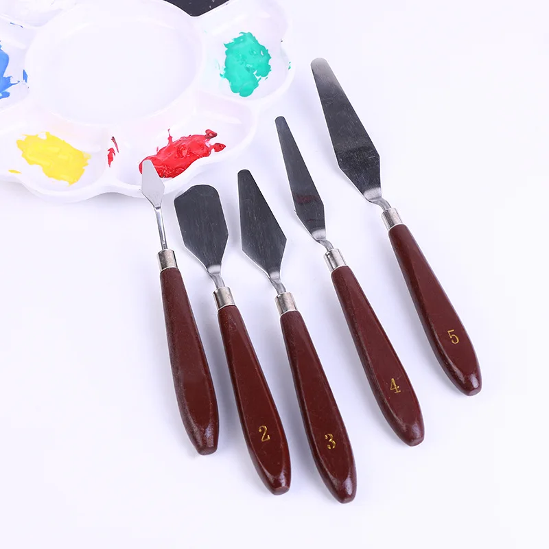 

5Pcs/set Mixed Stainless Steel Palette Scraper Set Spatula Knives For Artist Oil Painting Tools Painting Knife Blade Set