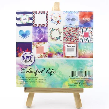 

KSCRAFT 60pcs 4" Single-side Printed Colorful Life pattern creative papercraft art paper handmade scrapbooking kit set book