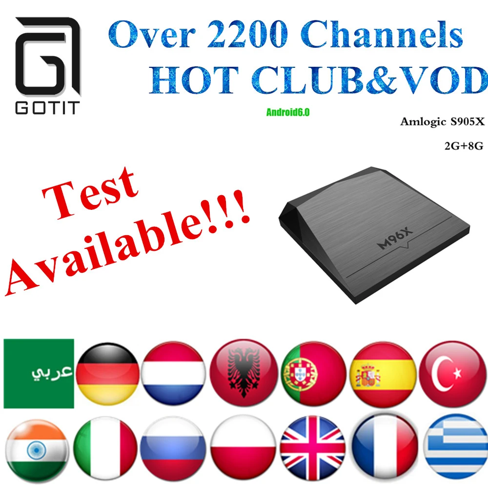 

Europe IPTV GOTiT M96X+Power IPTV Android 6.0 2G/8G S905X 4K Ultra Arabic French Germany Netherlands Portugal Italian Adult xxx