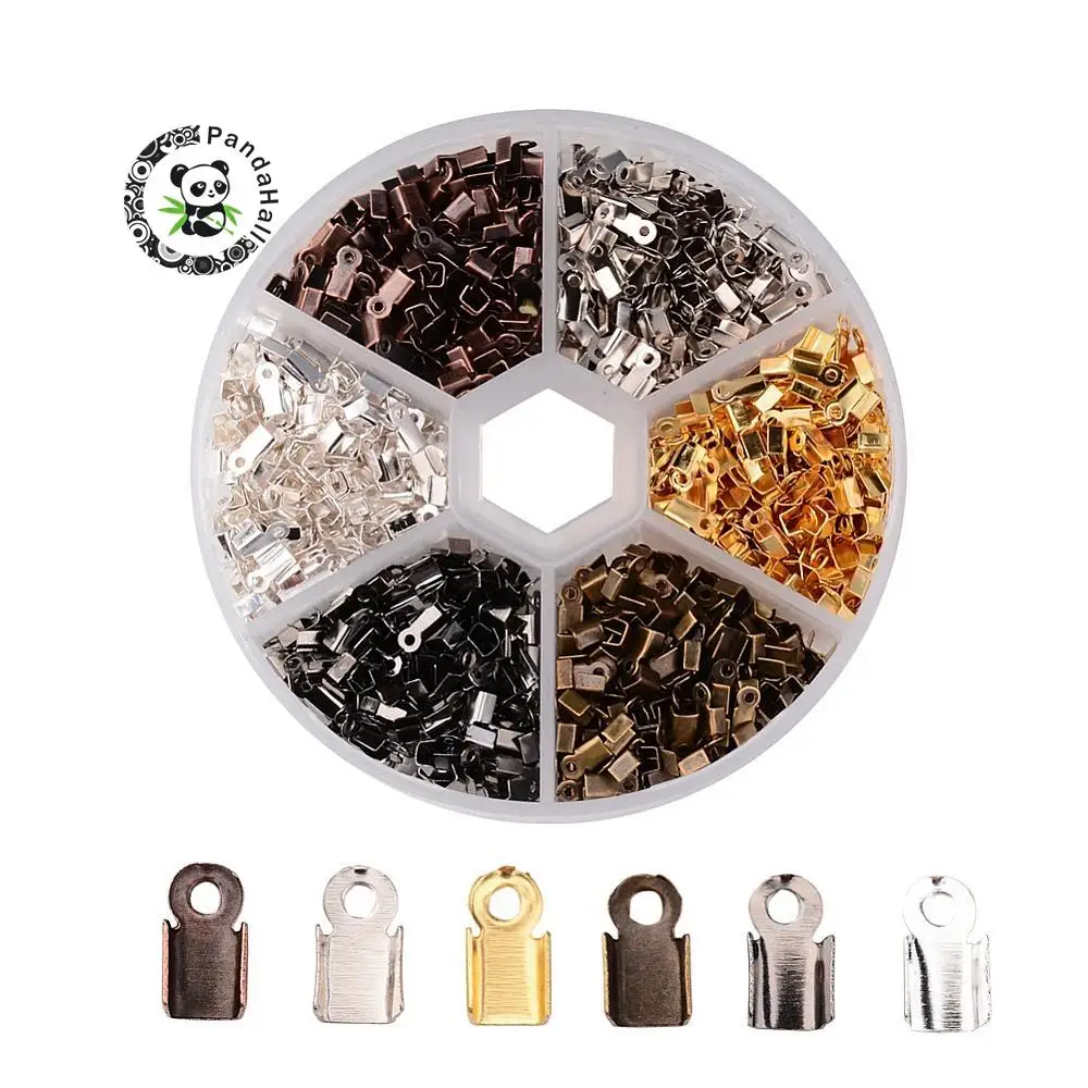 Cord End Cap For Jewelry Making, Kumihimo End Cap Finding Kit Gun Metal / Assorted Sizes