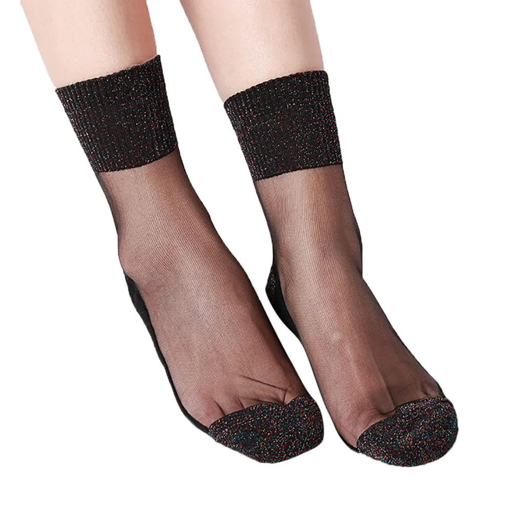 Дропшиппинг Новое поступление модные летние носки Для женщин носки женские Sheer шелковистый блеск прозрачный носки до лодыжки# J05 - Цвет: Многоцветный