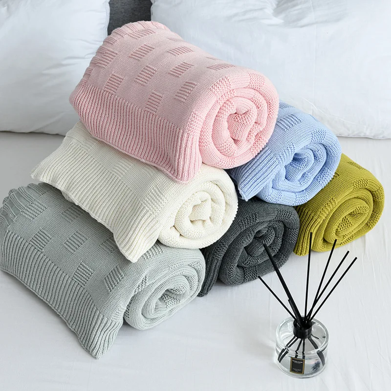 Мягкое большое одеяло s для кроватей, хлопковое постельное белье, клетчатое трикотажное одеяло, кондиционер, удобная спальная кровать, покрывала для дивана