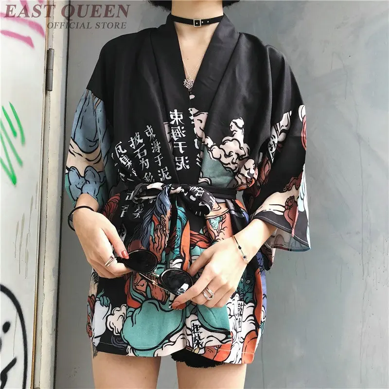 Kimonos Woman 2021 Japanese Kimono Cardigan Cosplay Shirt Blouse For Women Japanese Yukata Female Summer Beach Kimono FF1126