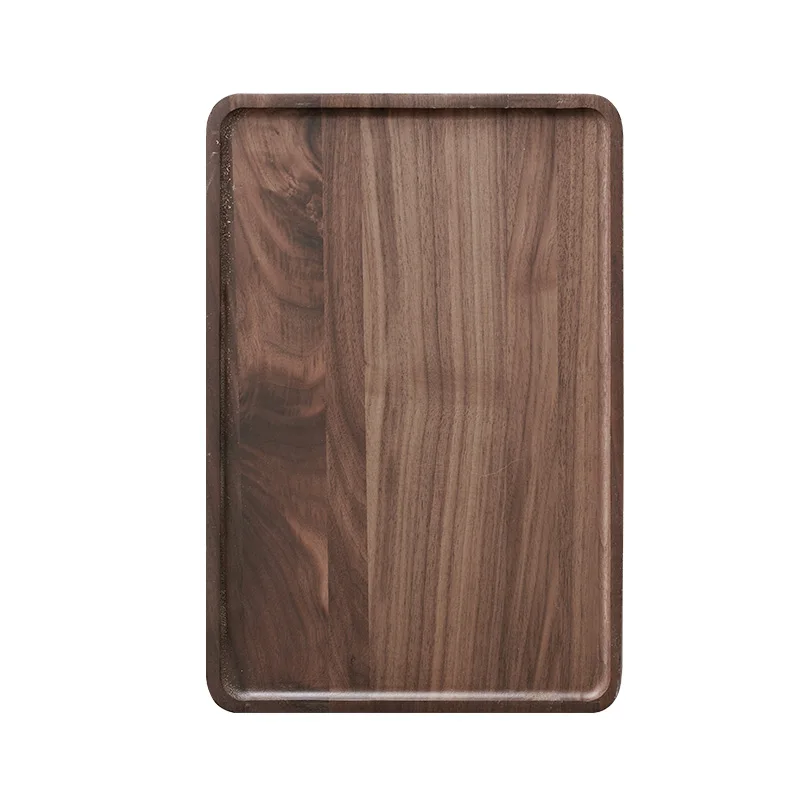 Direct selling high-end black walnut wooden plate rectangular wooden tea tray dessert dessert cake sushi steak bamboo tray