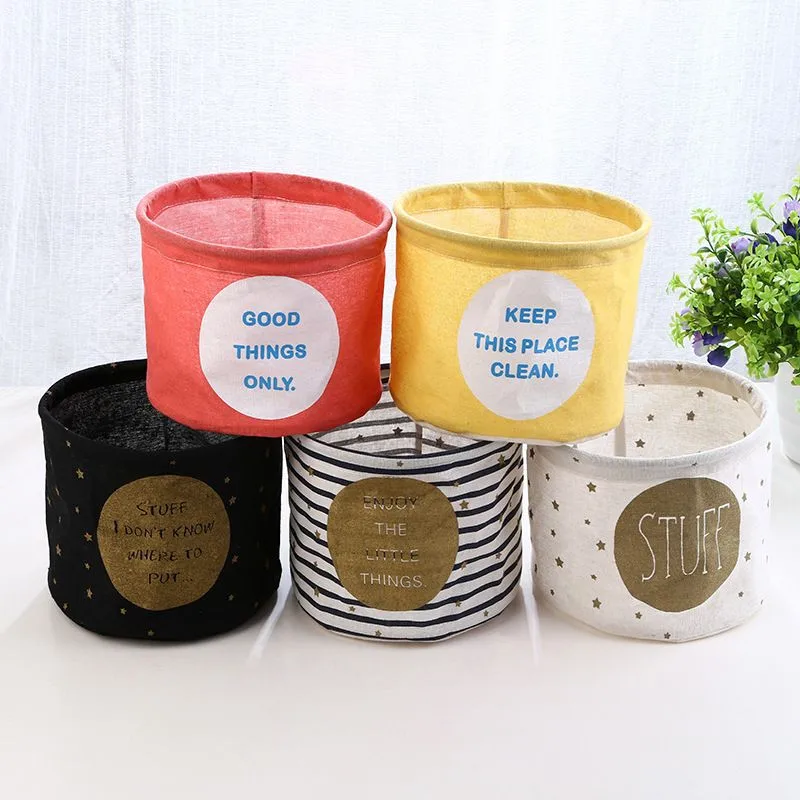 

1Pc Nordic Literary Style Storage Bin Closet Box Container Organizer Fabric Basket Stationery Craft Jewelry Toy Storage Baskets
