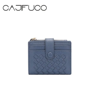 

CAJIFUCO Women Short Zipper Wallet Weave Card Wallet Credit Card Holder Wallet Key Case Zipper Coin Purse Portefeuille Homme