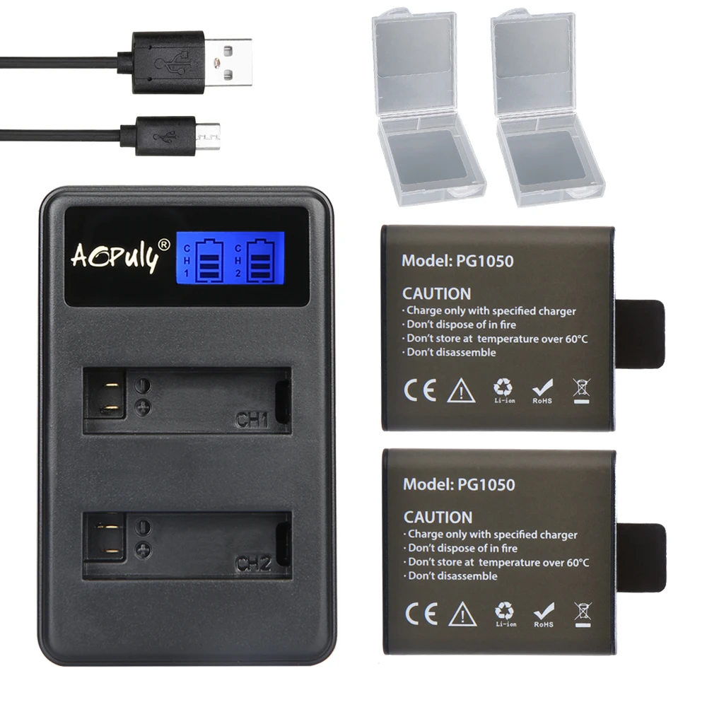 Hot 2x PG1050 Rechargable Li ion font b Camera b font Battery LCD Dual Charger For