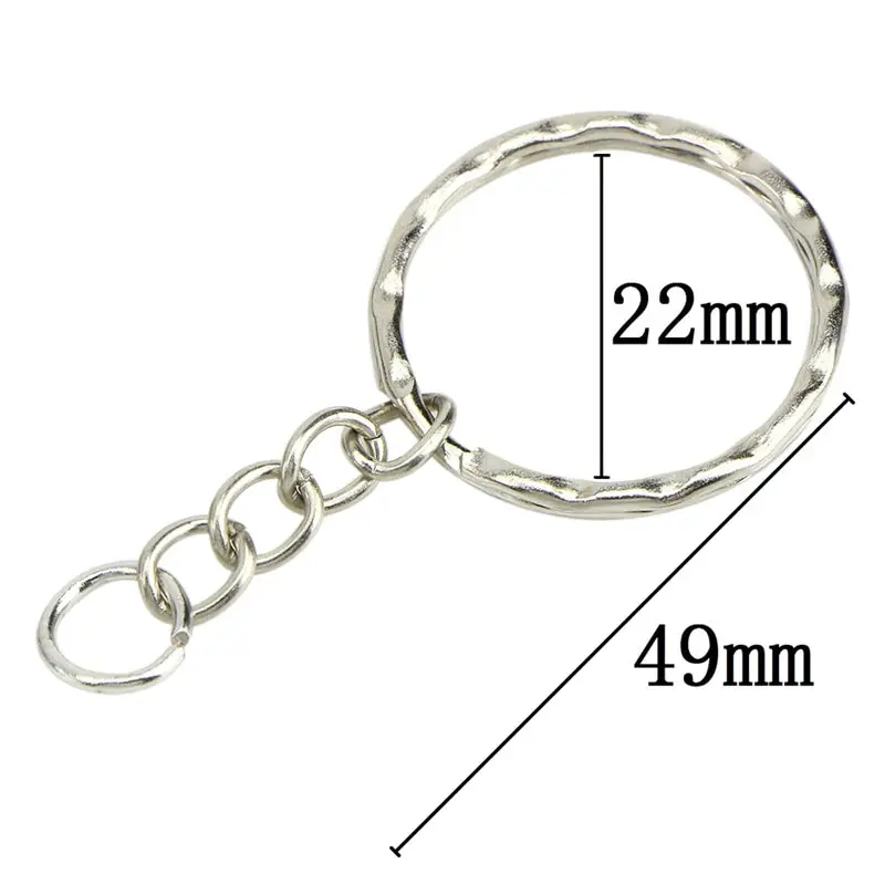 50 шт., полированный серебряный брелок для ключей, разъемное кольцо с короткой цепочкой, брелок для женщин и мужчин, диаметр 25 мм, DIY, брелки, цепочки, аксессуары