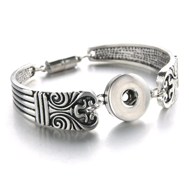 New Metal Snap Button Bracelet Bohemian Magnet Snap Bracelet For Women 18mm Snap Buttons Interchangeable Charm Snap Jewelry - Окраска металла: C