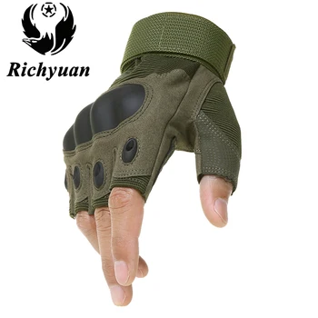 

Richyuan Tactical Gloves Military Army Paintball Airsoft Shooting Police Carbon Hard Knuckle Half Finger Gloves Combat Luva