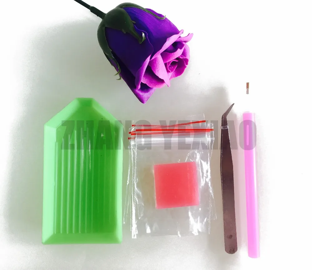 Diy Мозаика Вышивка с кристаллами комплекты Красный цветок в воде полный смолы