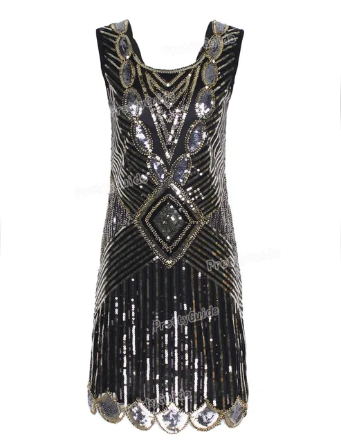 Prettyguide Women 1920s Gatsby Sequin Art Deco Scalloped Hem Deep V Prettyguide Women 1920s Gatsby Sequin Art Deco Scalloped Hem Deep V Back Inspired Fler Dress Roaring