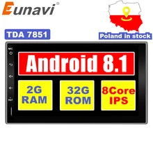 Eunavi 2 Din Octa core 7 ”Android 8.1 2din New Universal Car Radio Doppio din Stereo di GPS di Navigazione In dash Pc Video WIFI USB