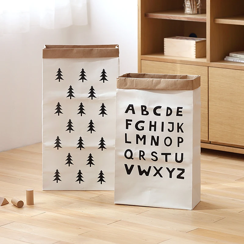 قماش حقيبة تخزين كبيرة الكرتون الثقيلة كرافت ورقة حقيبة منظم حقيبة أنماط الأطفال غرفة الغسيل الحقيبة للطفل لعبة الملابس