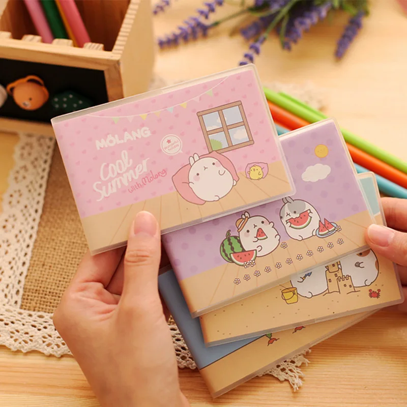 4 pcs Korean Stationery Fat Rabbit PVC Cover Mini Notebook For Kids