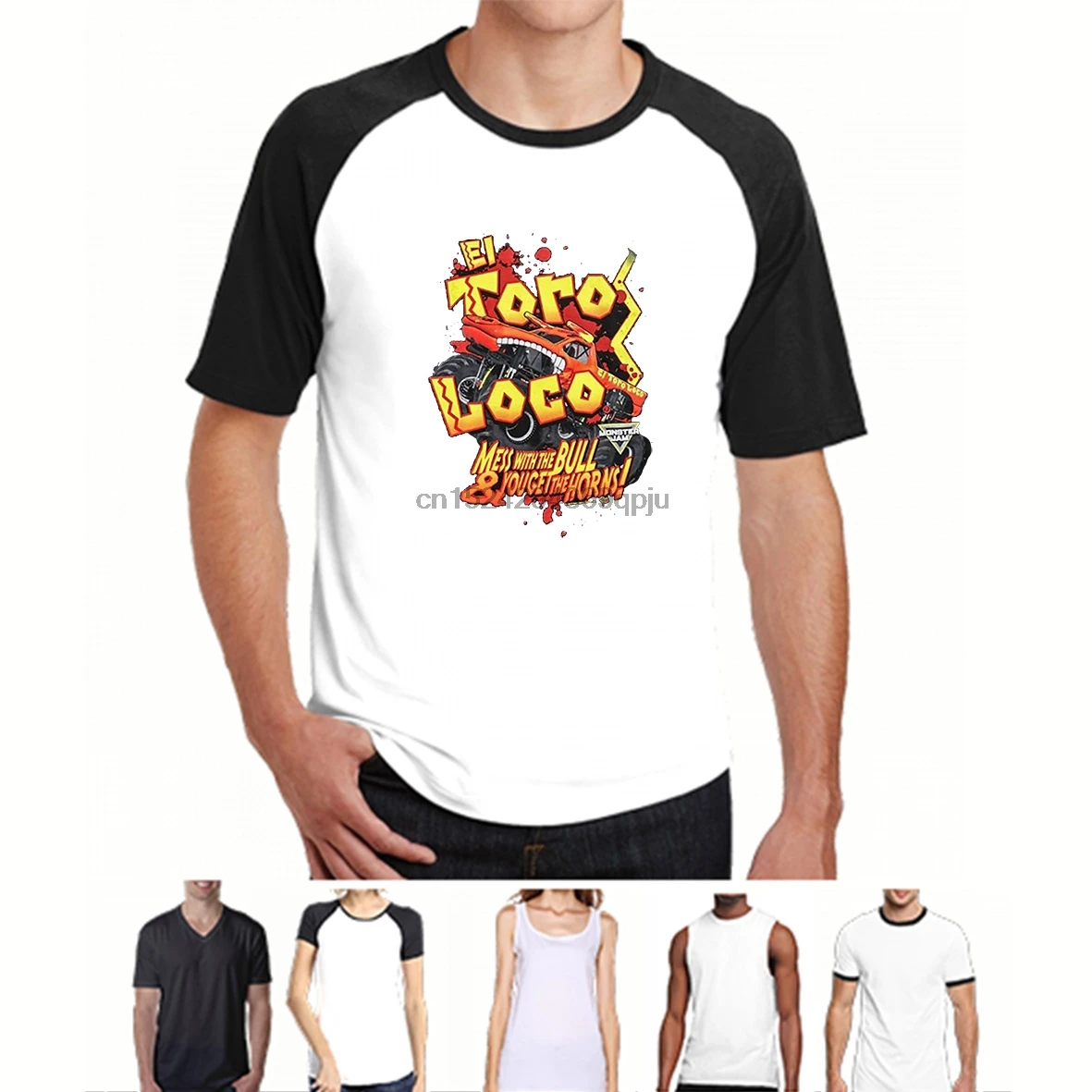 

Men's Short Monster Jam Big Boys' El Toro Loco Header Tee O-Neck FashionTees