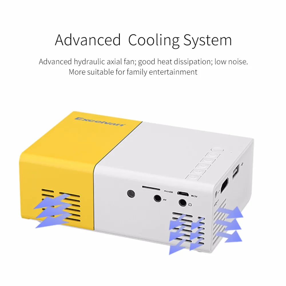 Excelvan YG300 البسيطة المحمولة LCD العارض 320x240 بكسل دعم 1080 P مع AV/USB/SD بطاقة /HDMI واجهة البناء في المتكلم Excelvan YG300 البسيطة المحمولة LCD العارض 320x240 بكسل دعم 1080 P مع AV/USB/SD بطاقة /HDMI واجهة البناء في المتكلم