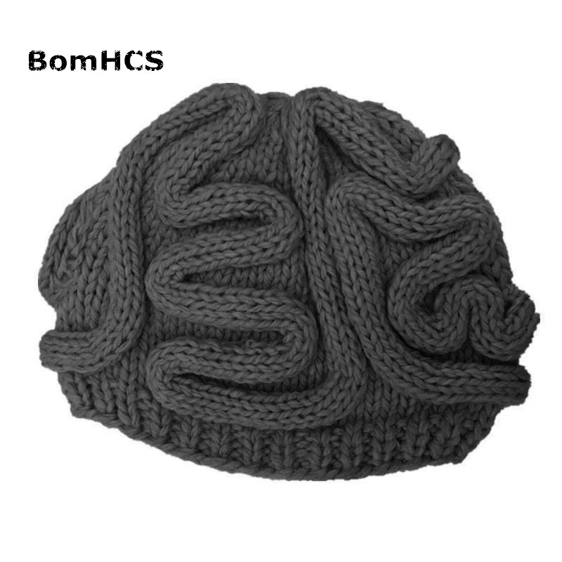 BomHCS смешная крутая зимняя персональная ужасная шерстяная шапка, теплая шапка ручной работы для мужчин и женщин, шапочки, подарки - Цвет: Темно-серый