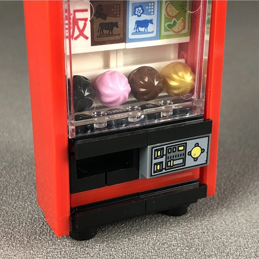 City MOC Accessories Vending Machine Building Blocks Compatible with Legoingly Food Selling Case Bricks Parts Kits DIY Kids Toys (1)