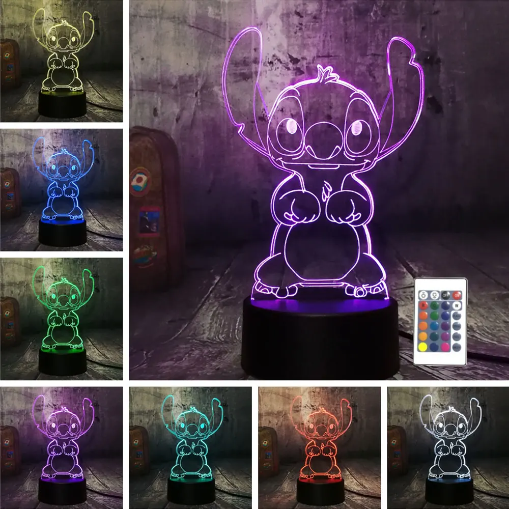 Candeeiro de Mesa Luz da Noite Ponto Criativo Painel Acrílico Crianças Lâmpada Cabeceira Usb 7 Cores Mudança Quarto Decoração Casa Presente 3d 2 Luzes noturnas