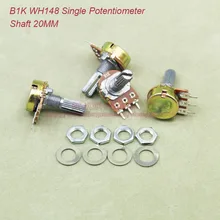 10 шт./лот) B1K 1 K OHM 1 кОм WH148 линейный поворотный потенциометр потенциометра Горшки вала 20 мм с мелким углём и шим B1K-20MM