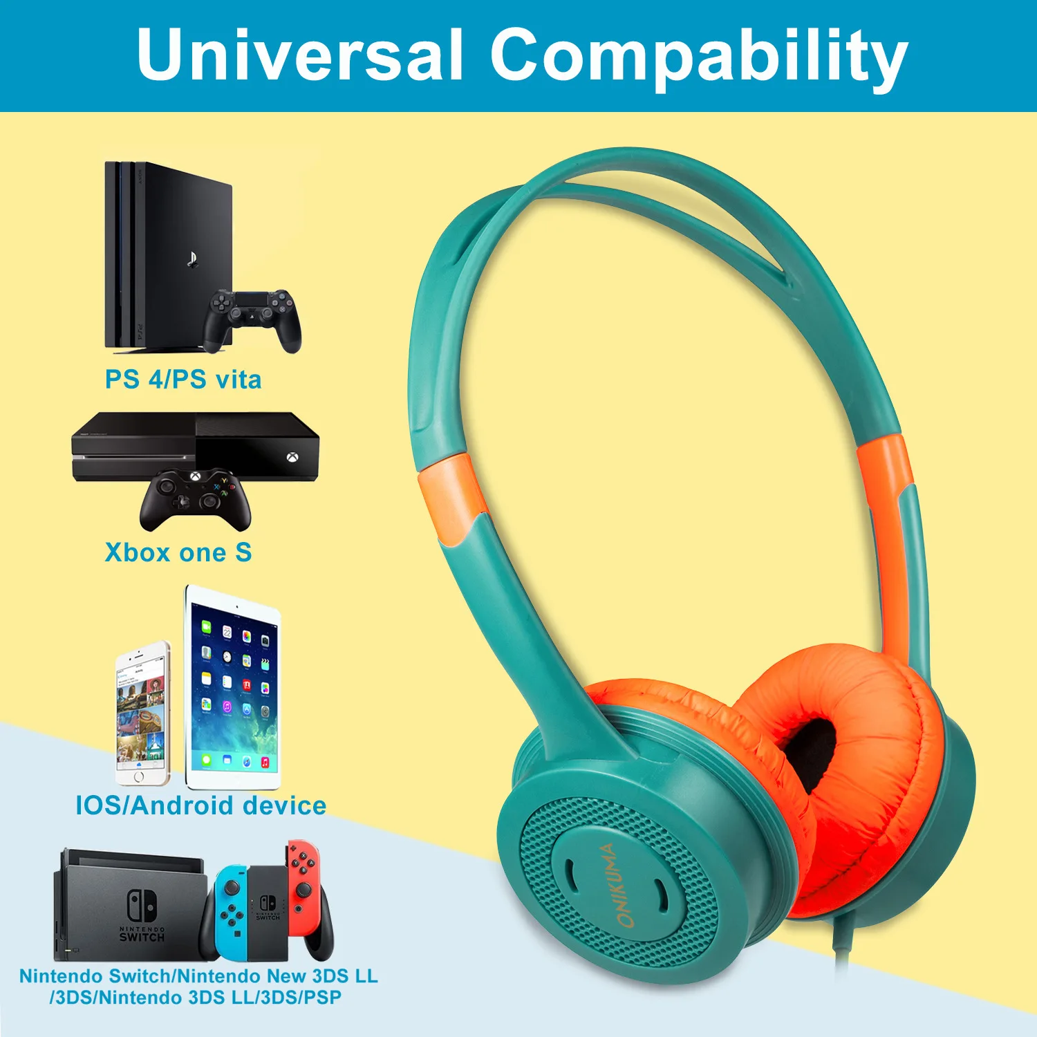Kids Headphones Children Wired Microphone 85dB Volume Hearing Protection 3 5mm Audio Jack Headset Girls Boys Tablets PC Laptops
