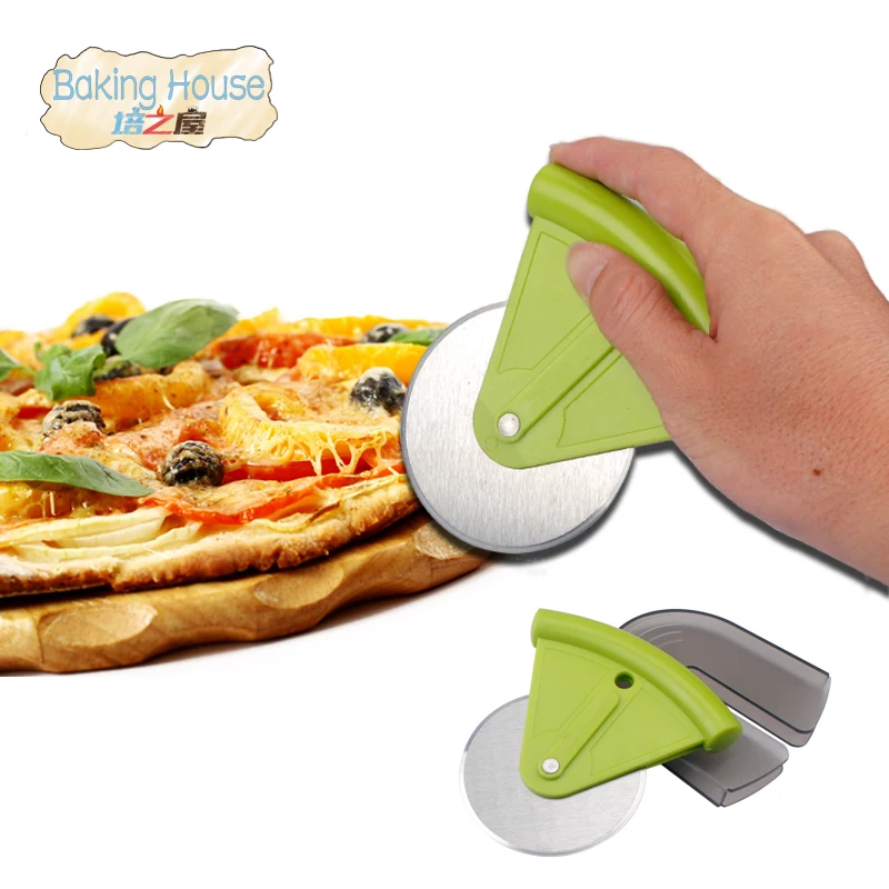 New 1PCS Stainless Steel Pizza Cutter Round Shape Pizza Wheels Cutters Cake Bread Knife Cutter