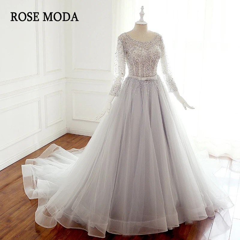 silver beaded wedding dress