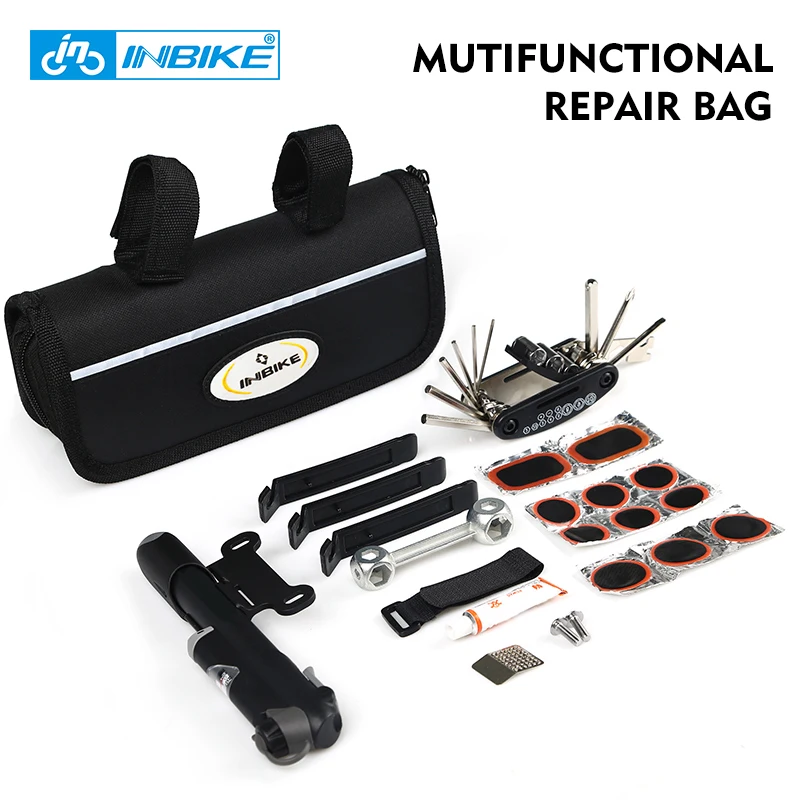 INBIKE, 1 набор, MTB дорожный портативный инструмент для ремонта велосипеда, сумка для велосипедного велосипеда, многофункциональный набор для ремонта шин, набор инструментов, сумка