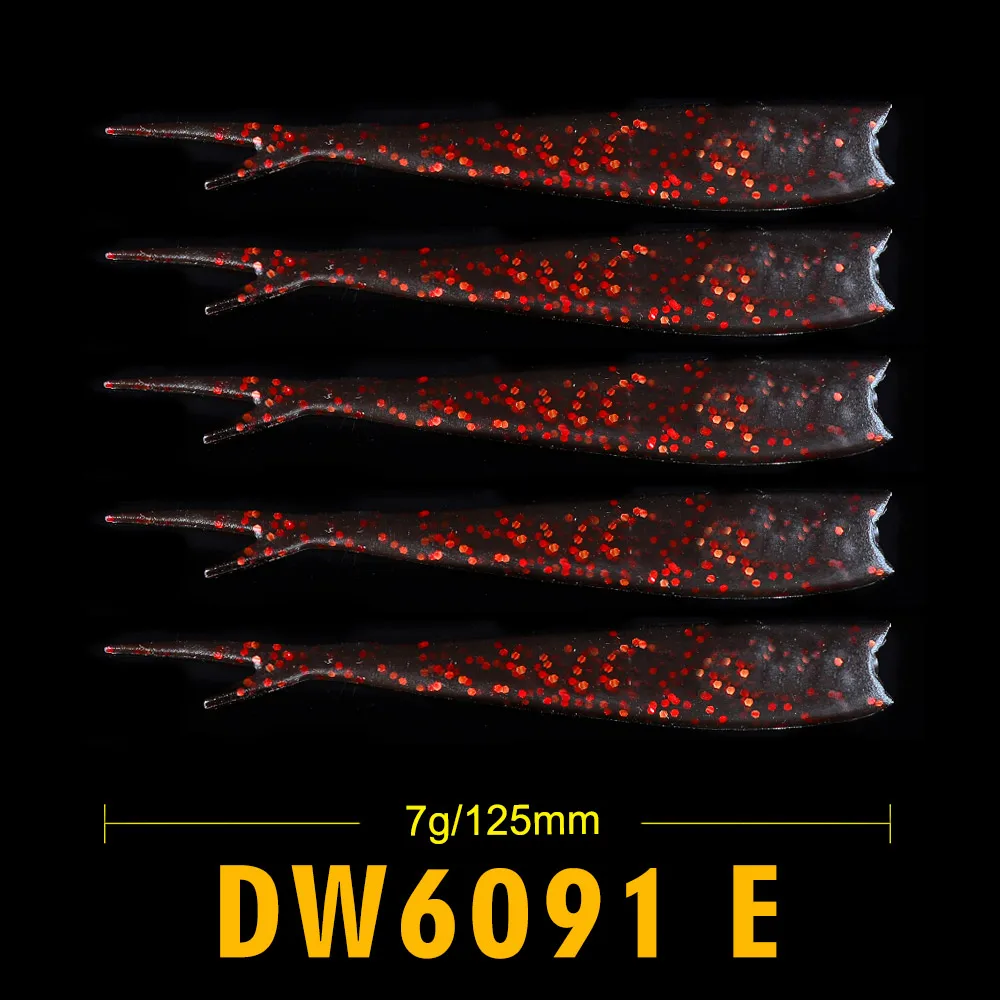 Color E 5 шт. Shad мягкие рыболовные приманки 12,5 см 7 г Искусственные Силиконовые Резиновые воблеры, мягкие приманки, снасти - Цвет: Color E