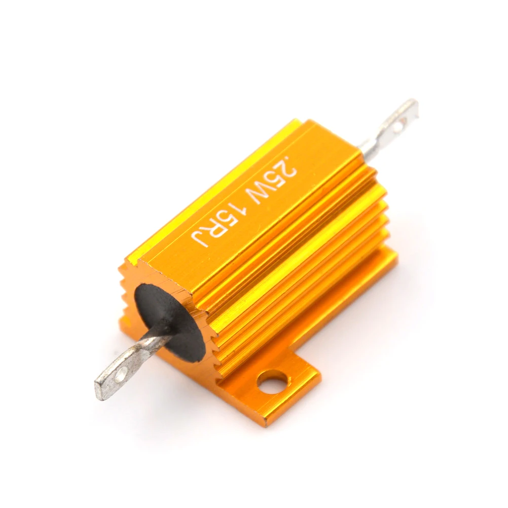 

New 1Pcs RX24 25W 15R 15RJ Power Metal Shell Resistor 25Watt 15 Ohm Power Heatsink Resistance Golden Heat Sink Resistor Tool