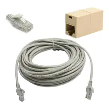 15M 50FT RJ45 CAT5 CAT5E Ethernet LAN Network Cable + Plug Connector Adapter