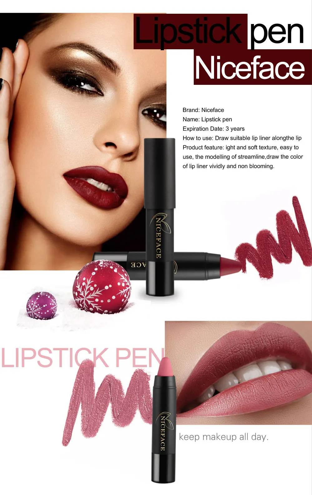 9Pcs Cosmetics Makeup Set Powder Eye Makeup Eyebrow Pencil Curling Mascara Sexy Matte Lipstick Pen Tool Kit for Daily Use (6)