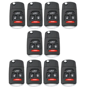 

KEYECU 10 Pcs/lot Replacement Folding Flip Remote Car Key Shell Case Fob 4 Button for Chrysler for Dodge Durango