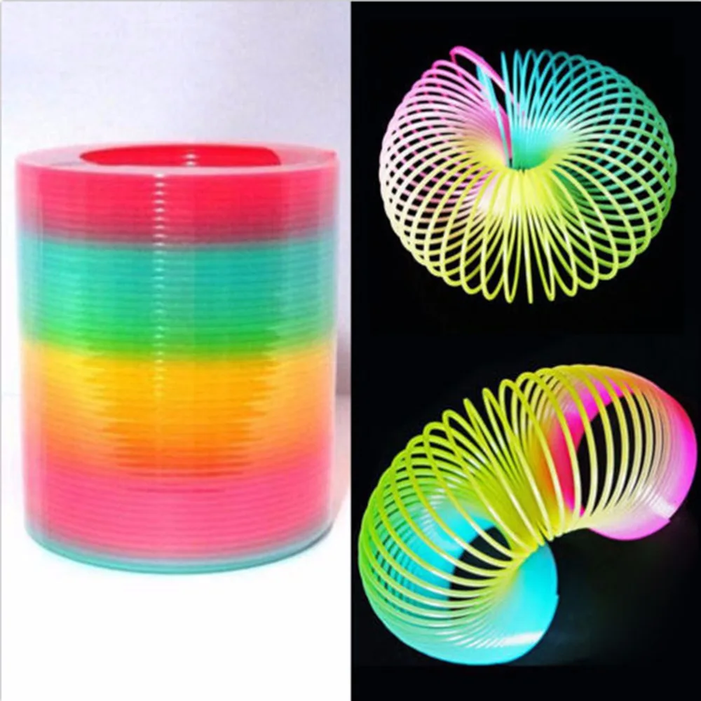 Colorful Magic Plastic Slinky Rainbow Spring Kids Toy 8.7*9cm Funny